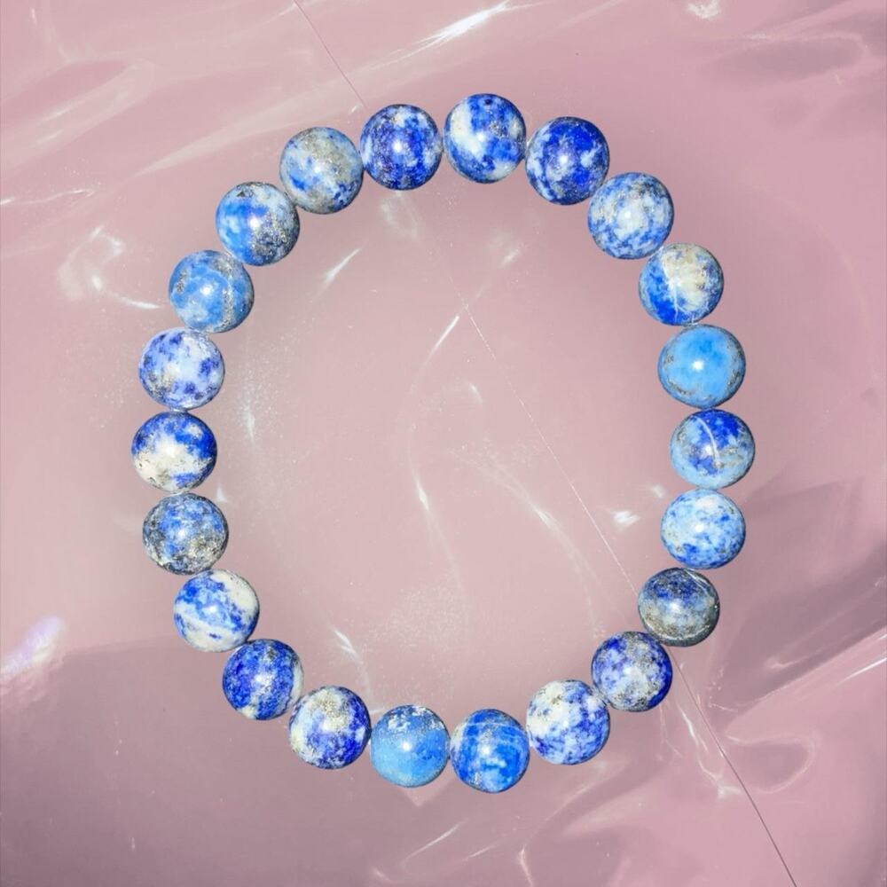 Y2K birthstone blue lapis lazuli beaded, friendship lucky bracelet